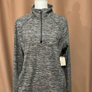 St John’s Bay Women's Gray Space-Dye Quarter-Zip Pullover Sweater New
